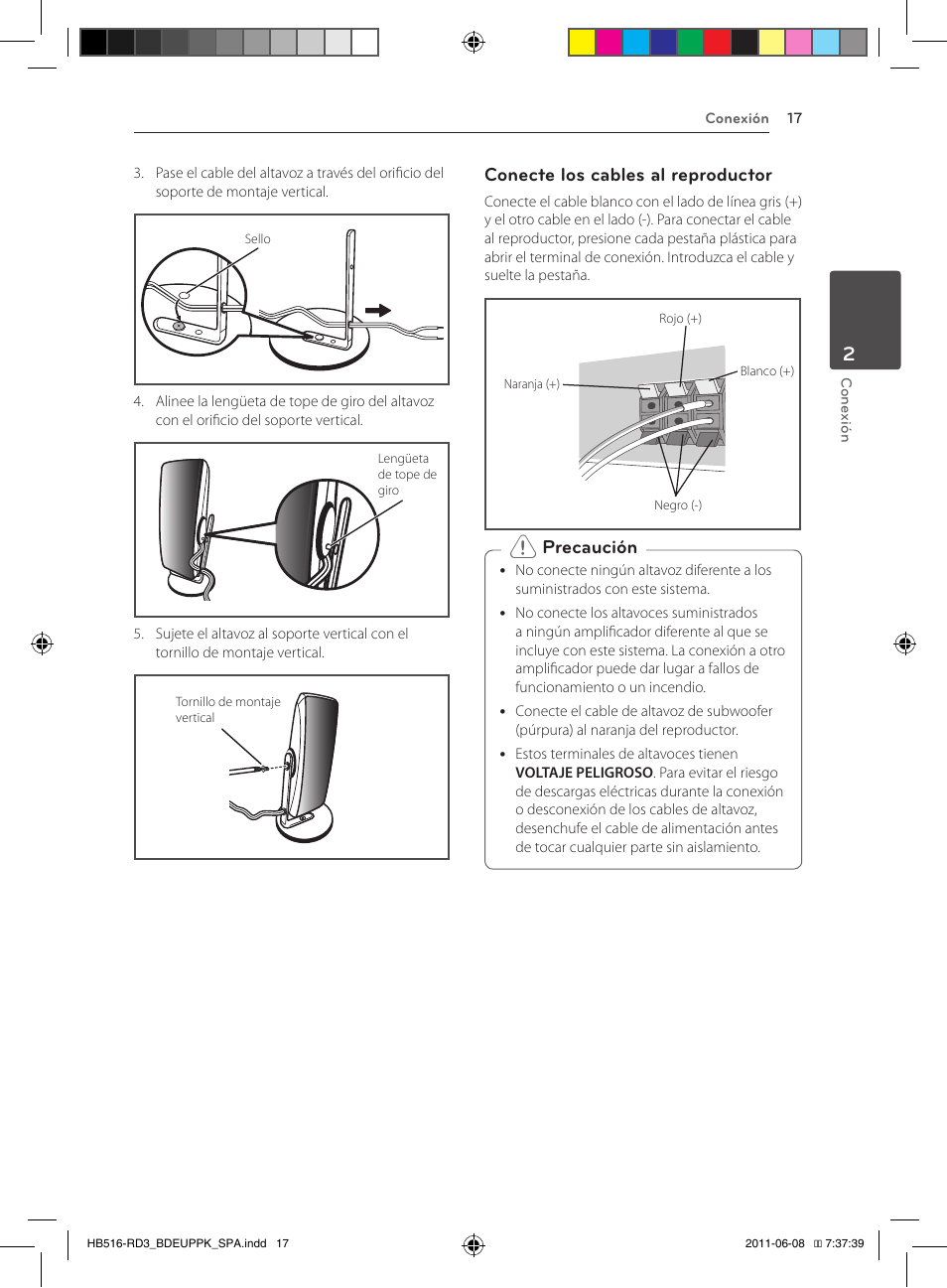 Conecte los cables al reproductor, Precaución | Pioneer BCS-HF818 User Manual | Page 295 / 424