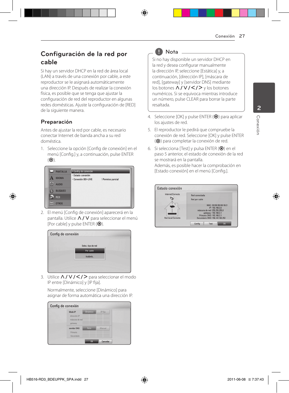 27 – configuración de la red por cable, Configuración de la red por cable | Pioneer BCS-HF818 User Manual | Page 305 / 424