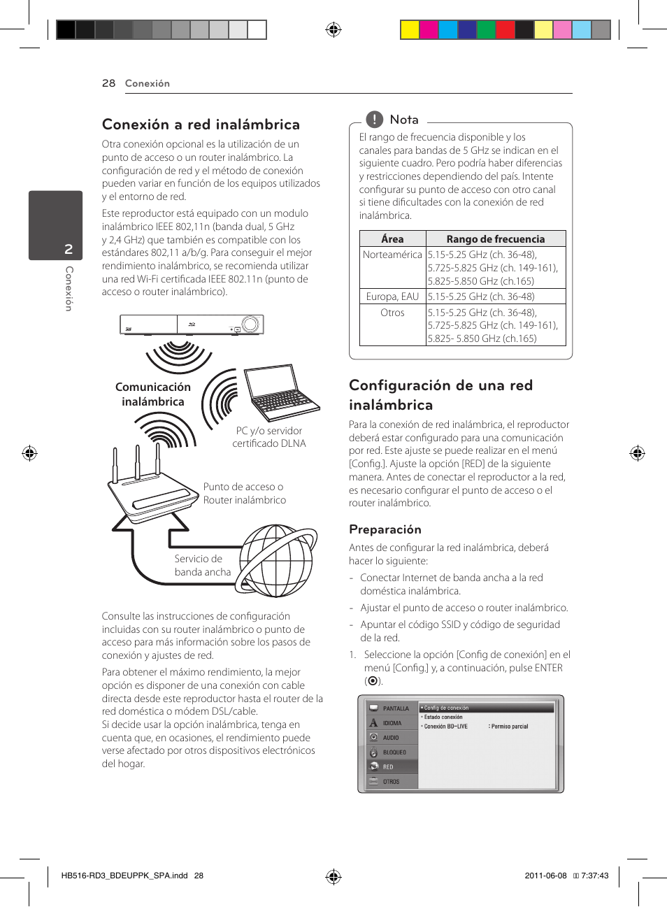 Conexión a red inalámbrica, Configuración de una red inalámbrica | Pioneer BCS-HF818 User Manual | Page 306 / 424
