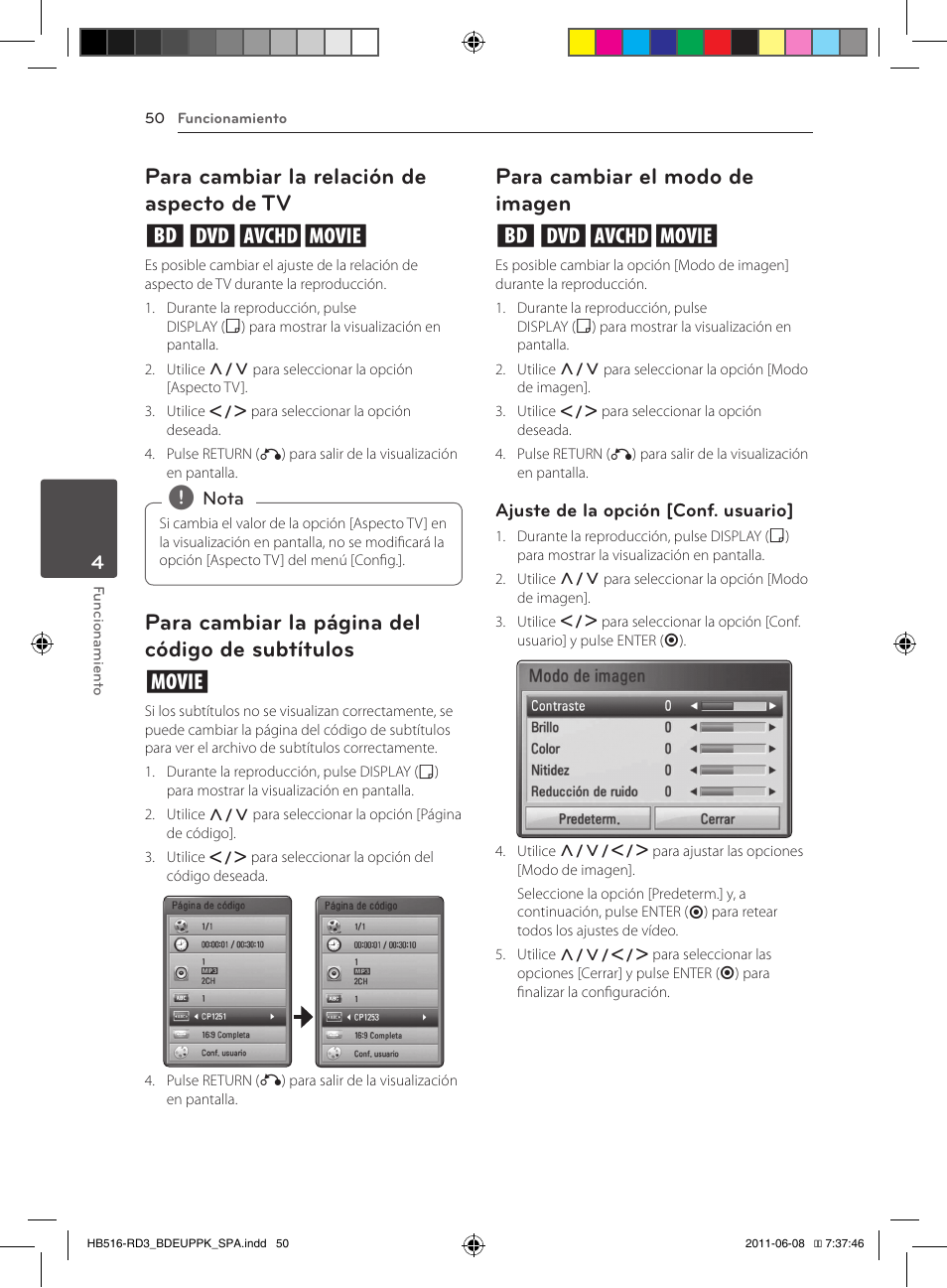 50 – para cambiar la relación de aspecto, De tv, Subtítulos | 50 – para cambiar el modo de imagen, Para cambiar la relación de aspecto de tv eroy, Para cambiar la página del código de subtítulos y, Para cambiar el modo de imagen eroy | Pioneer BCS-HF818 User Manual | Page 328 / 424