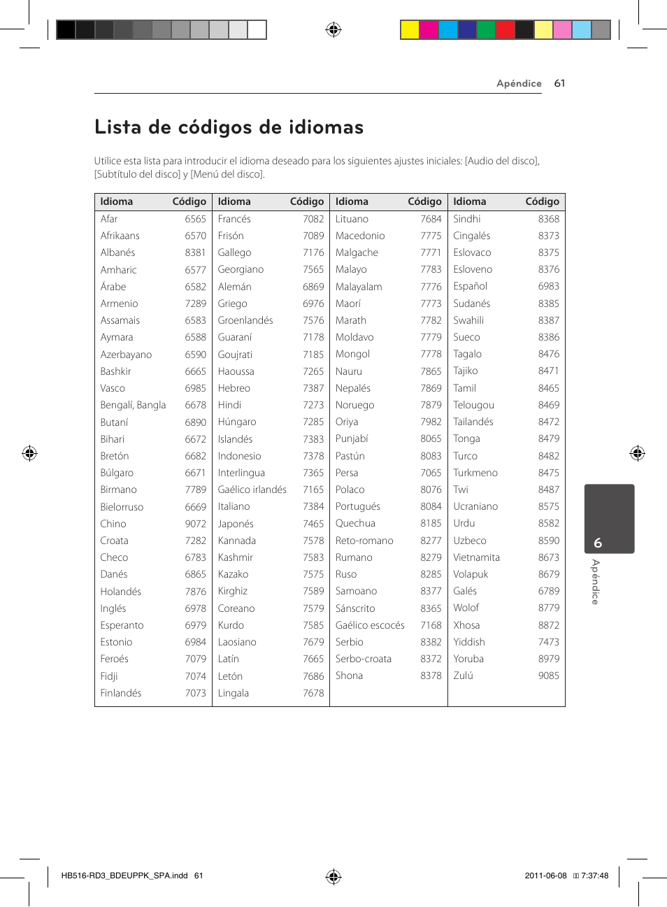 Lista de códigos de idiomas | Pioneer BCS-HF818 User Manual | Page 339 / 424