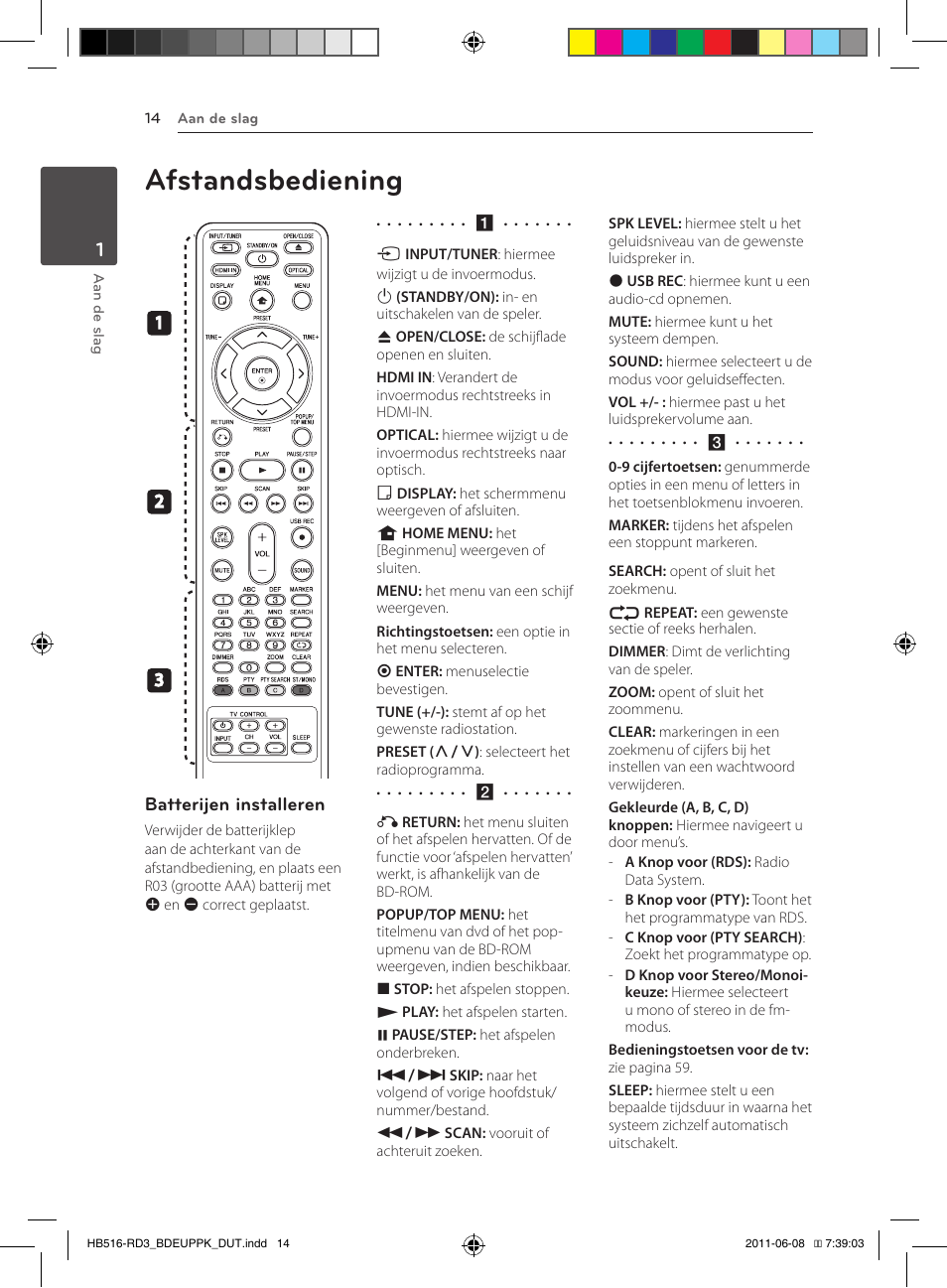 Afstandsbediening, Batterijen installeren | Pioneer BCS-HF818 User Manual | Page 360 / 424