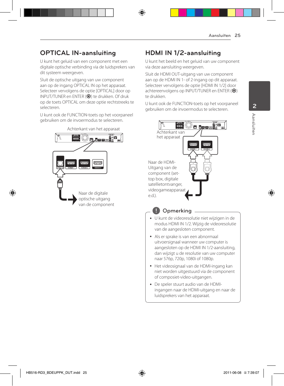 Optical in-aansluiting, Hdmi in 1/2-aansluiting | Pioneer BCS-HF818 User Manual | Page 371 / 424