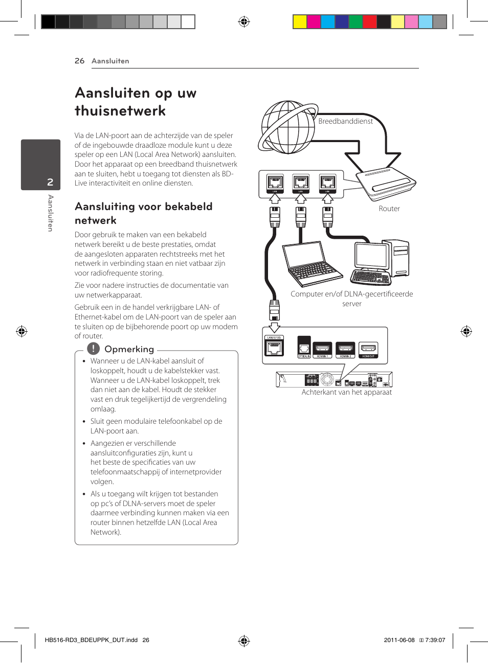 Aansluiten op uw thuisnetwerk, Aansluiting voor bekabeld netwerk | Pioneer BCS-HF818 User Manual | Page 372 / 424