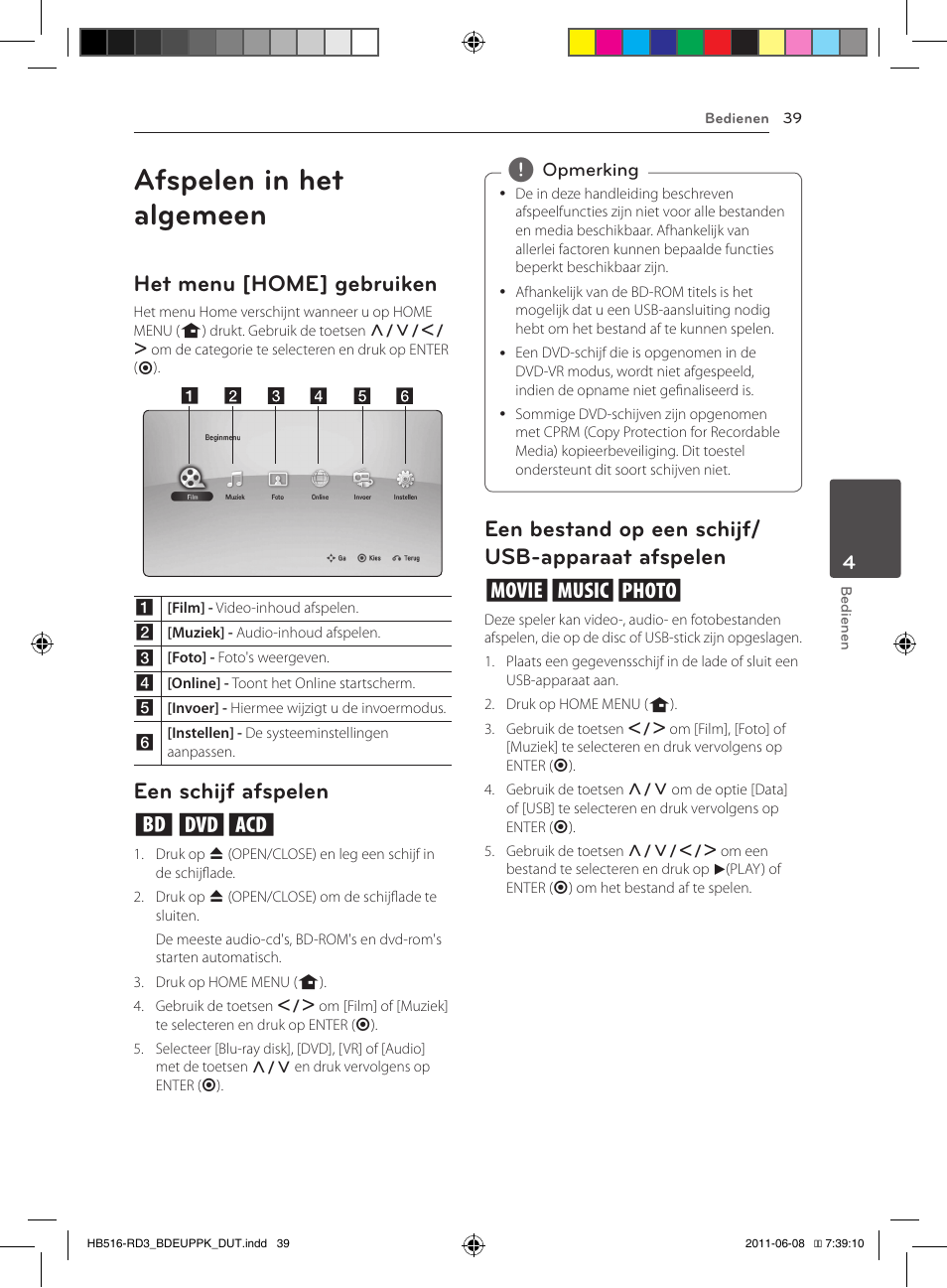 Apparaat afspelen, Afspelen in het algemeen, Het menu [home] gebruiken | Een schijf afspelen ert | Pioneer BCS-HF818 User Manual | Page 385 / 424