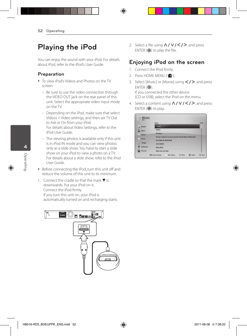 Playing the ipod, Enjoying ipod on the screen | Pioneer BCS-HF818 User Manual | Page 52 / 424