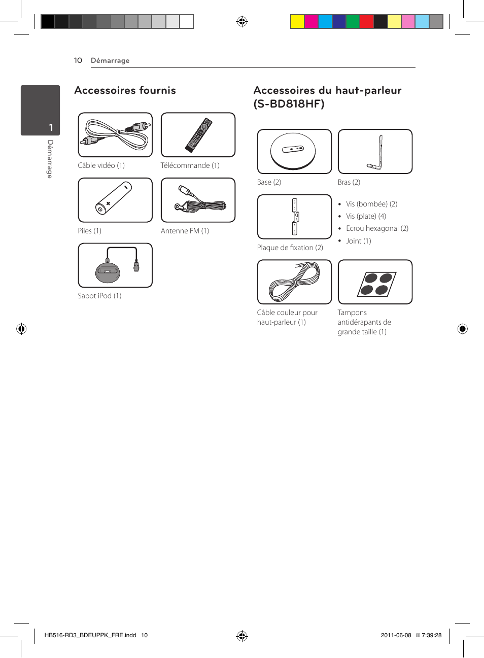 S-bd818hf), Accessoires fournis, Accessoires du haut-parleur (s-bd818hf) | Pioneer BCS-HF818 User Manual | Page 78 / 424