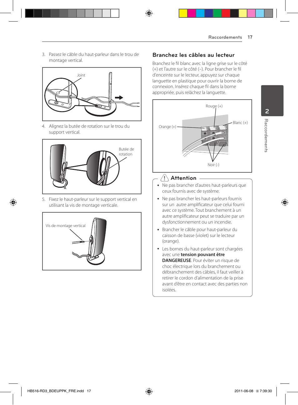 Branchez les câbles au lecteur, Attention | Pioneer BCS-HF818 User Manual | Page 85 / 424