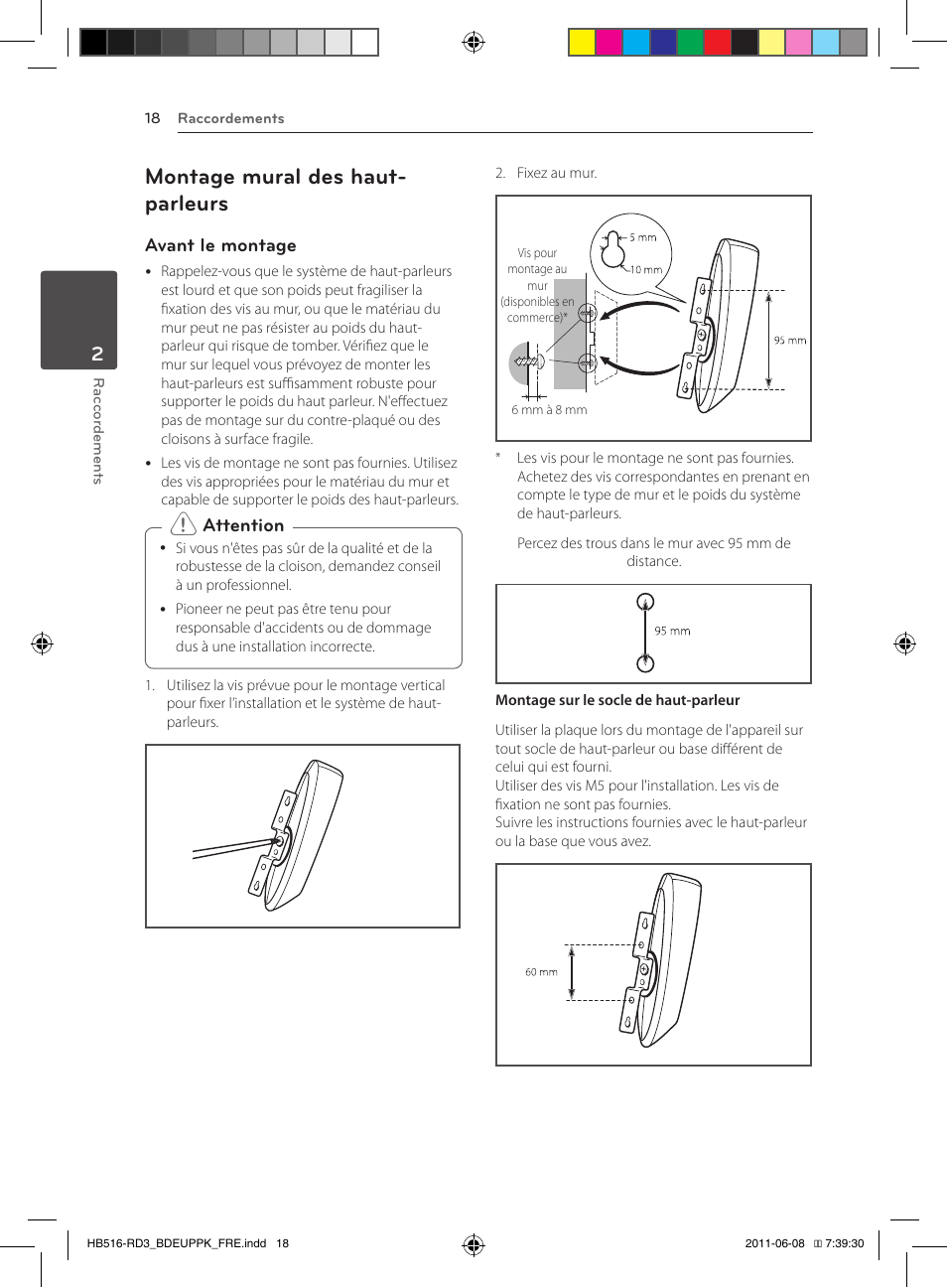 18 – montage mural des haut-parleurs, Montage mural des haut- parleurs | Pioneer BCS-HF818 User Manual | Page 86 / 424