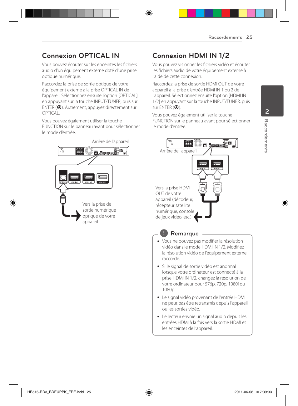 Connexion optical in, Connexion hdmi in 1/2 | Pioneer BCS-HF818 User Manual | Page 93 / 424