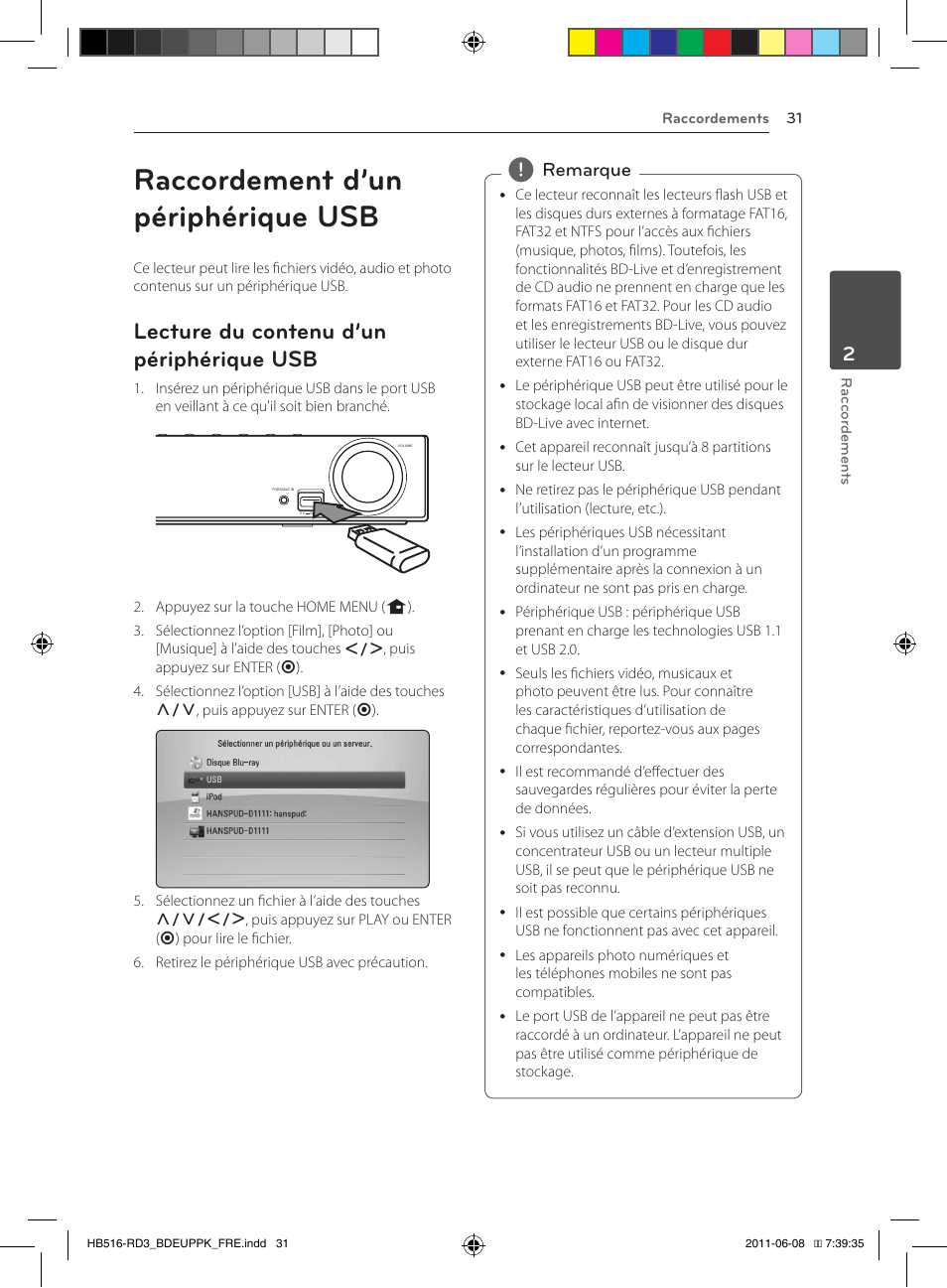 Raccordement d’un périphérique usb, 31 – lecture du contenu d’un périphérique, Lecture du contenu d’un périphérique usb | Pioneer BCS-HF818 User Manual | Page 99 / 424