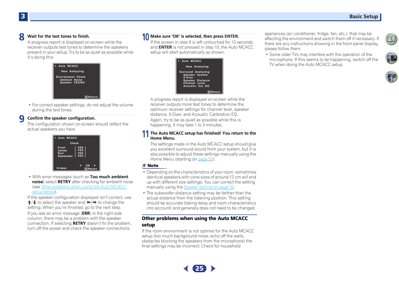 Other problems when using the auto mcacc setup | Pioneer VSX-529-K User Manual | Page 25 / 66