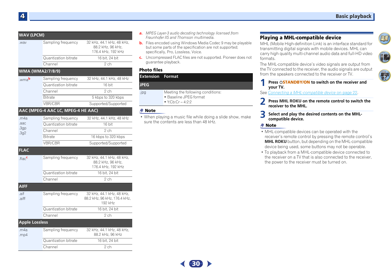 Playing a mhl-compatible device | Pioneer VSX-529-K User Manual | Page 30 / 66