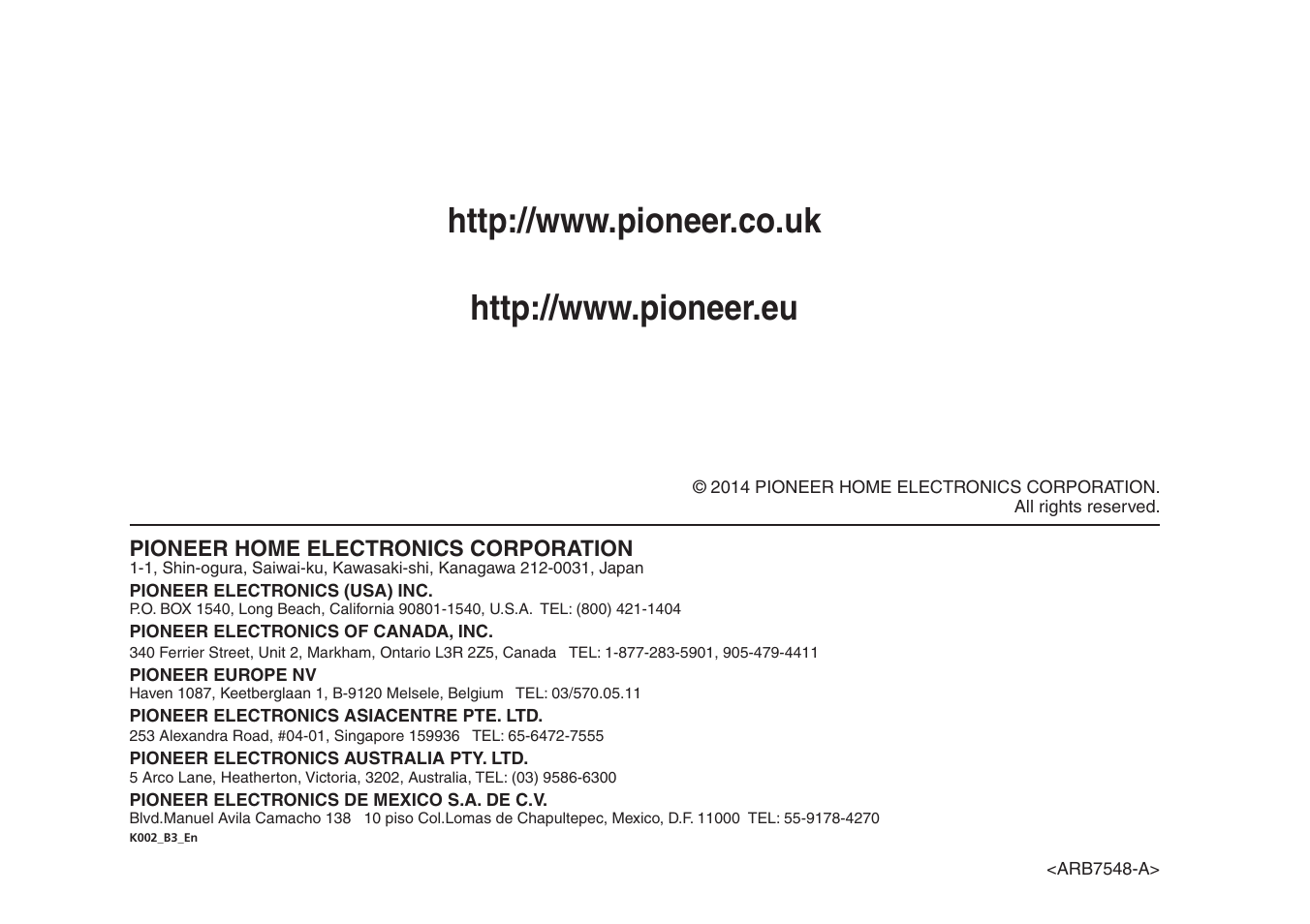 Pioneer VSX-529-K User Manual | Page 66 / 66