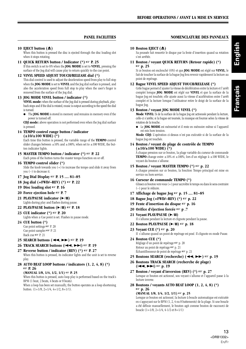 English français | Pioneer CDJ-800 User Manual | Page 13 / 96