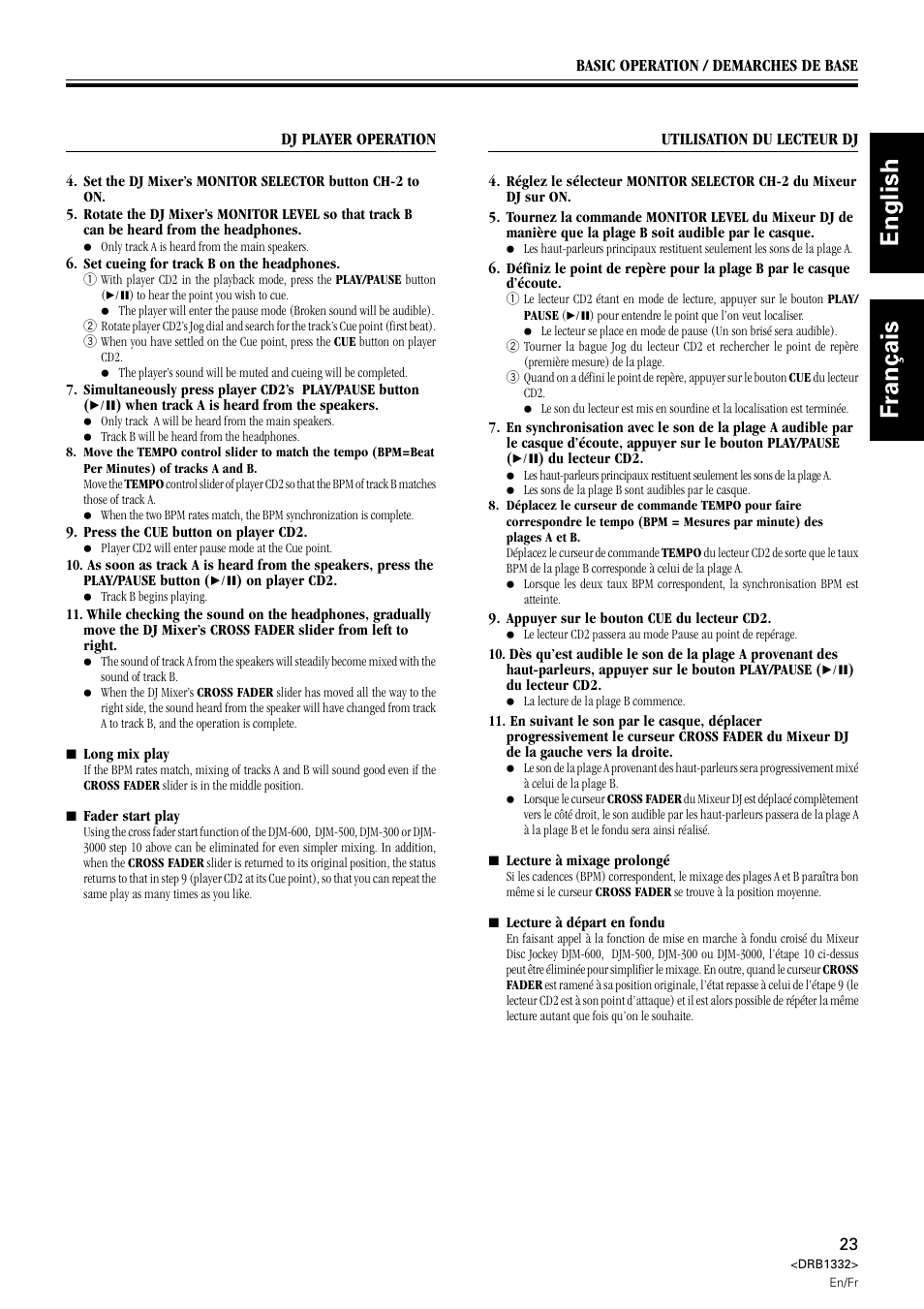 English français | Pioneer CDJ-800 User Manual | Page 23 / 96