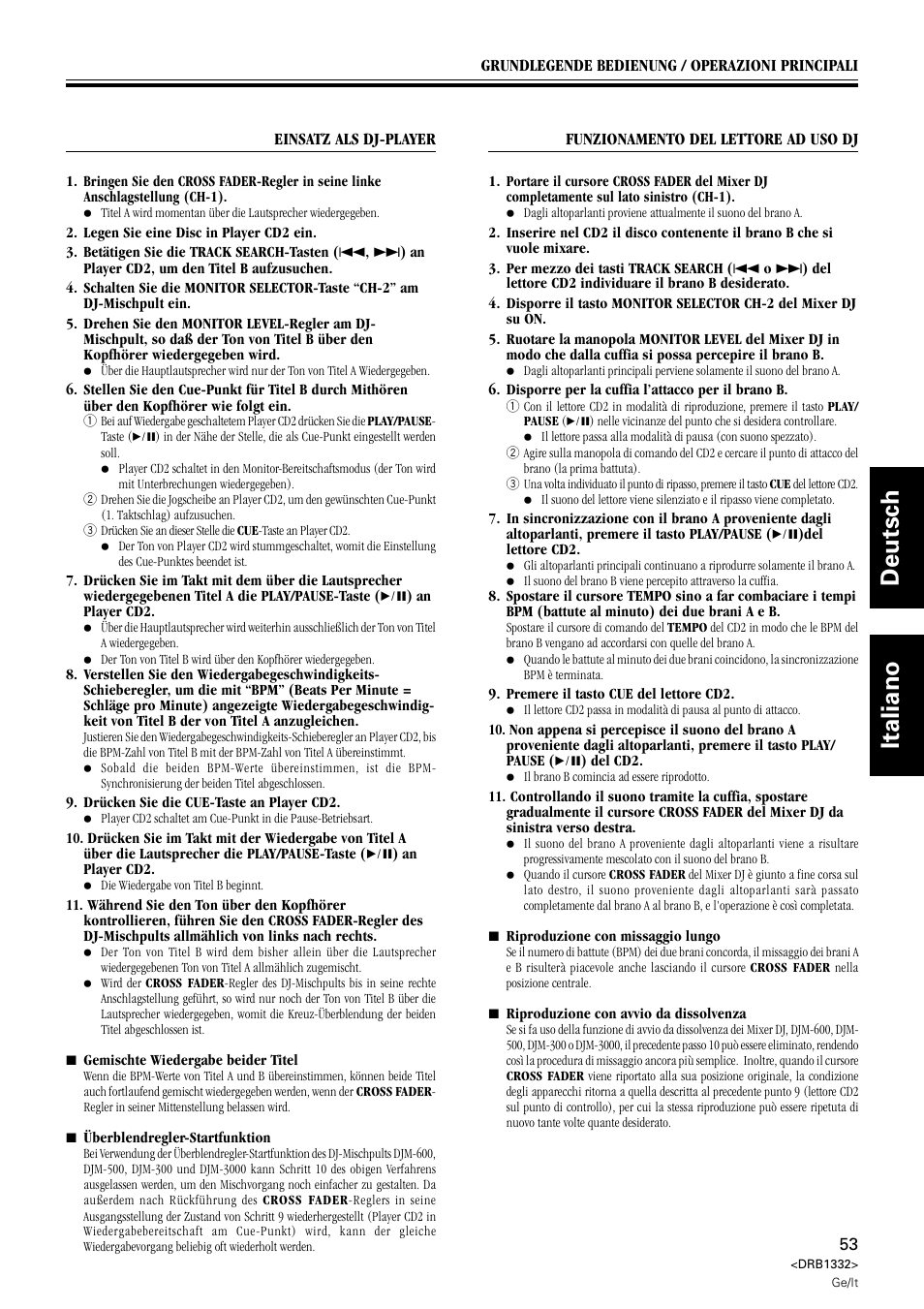 Deutsch italiano | Pioneer CDJ-800 User Manual | Page 53 / 96