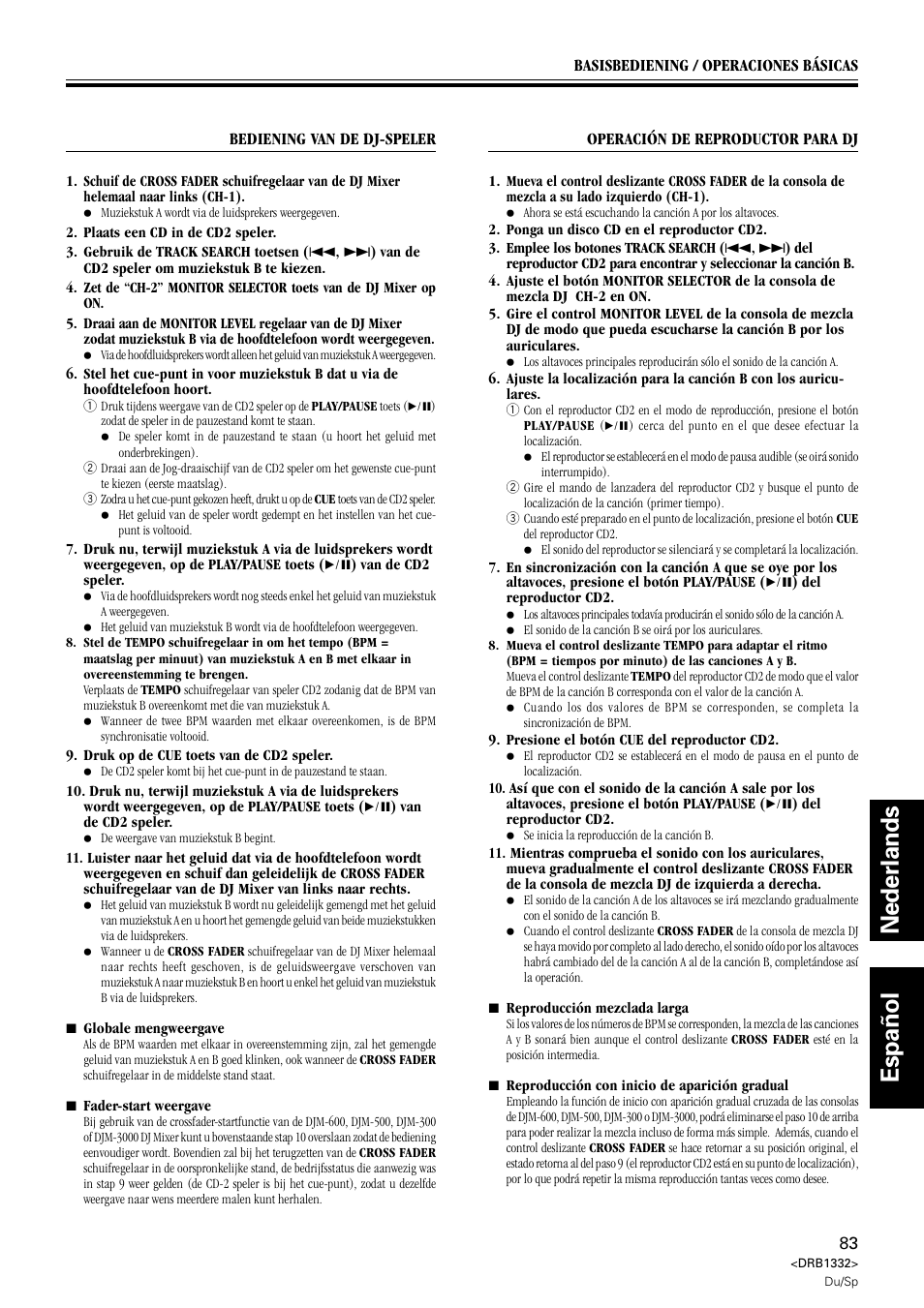 Nederlands español | Pioneer CDJ-800 User Manual | Page 83 / 96