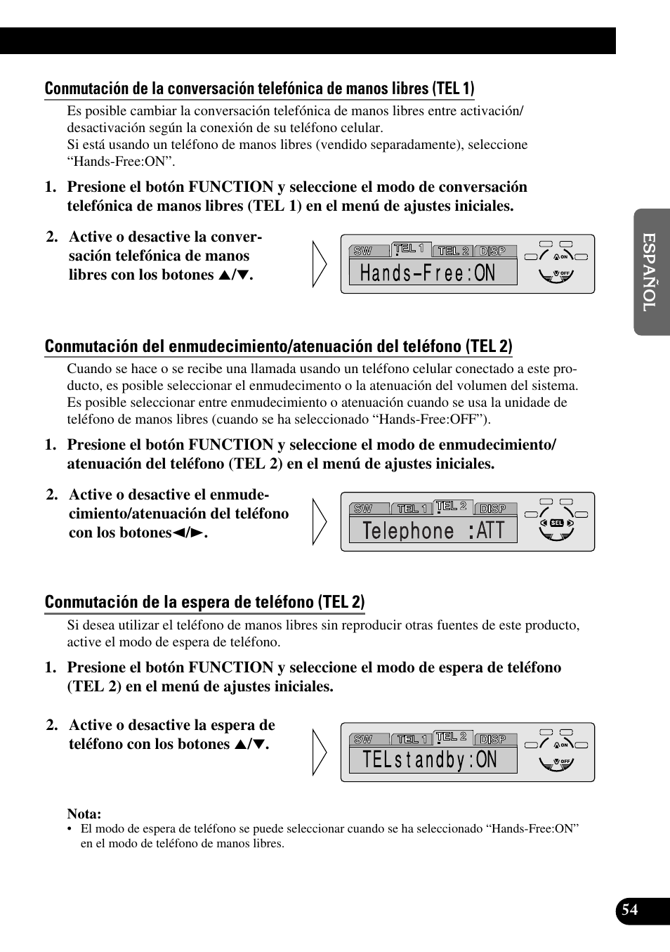 Conmutación de la espera de teléfono (tel 2) | Pioneer KEH-P8010R User Manual | Page 119 / 132