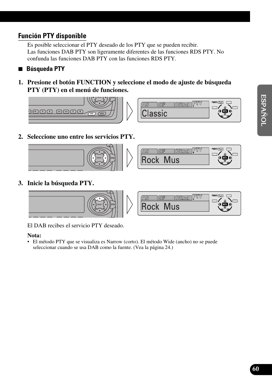 Función pty disponible, El dab recibes el servicio pty deseado. nota | Pioneer KEH-P8010R User Manual | Page 125 / 132