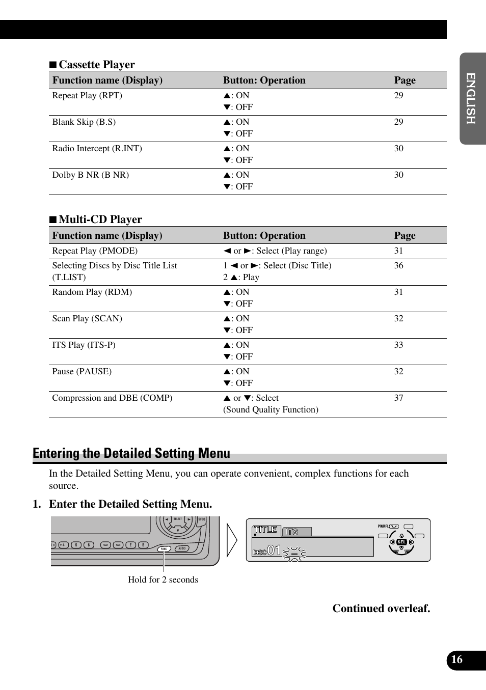 Entering the detailed setting menu, 7 multi-cd player | Pioneer KEH-P8010R User Manual | Page 17 / 132