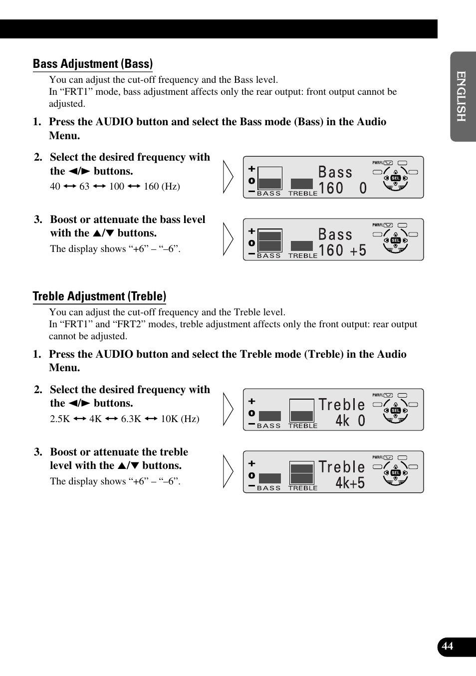 Bass adjustment (bass), Treble adjustment (treble) | Pioneer KEH-P8010R User Manual | Page 45 / 132