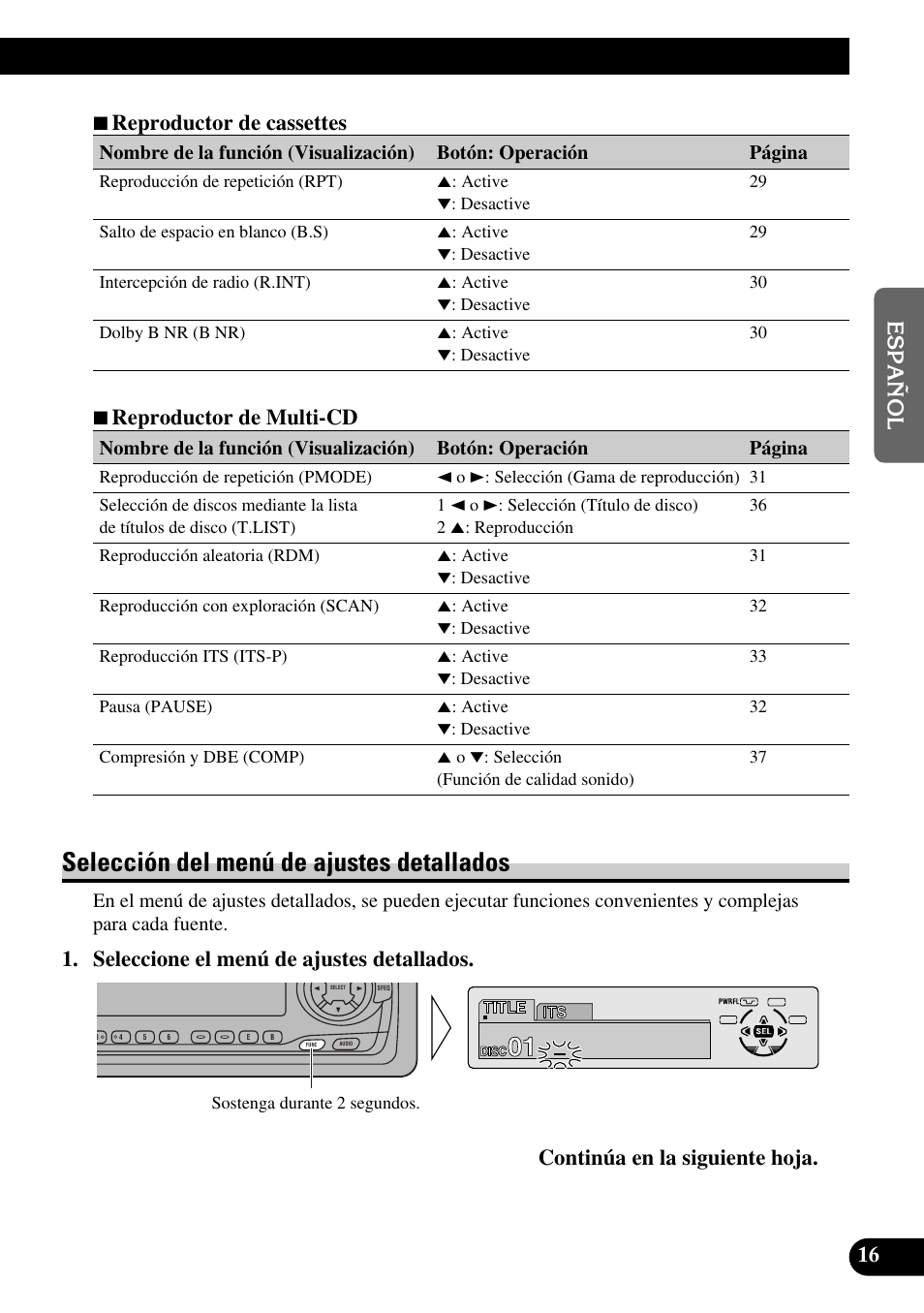 Selección del menú de ajustes detallados, 7 reproductor de multi-cd | Pioneer KEH-P8010R User Manual | Page 81 / 132