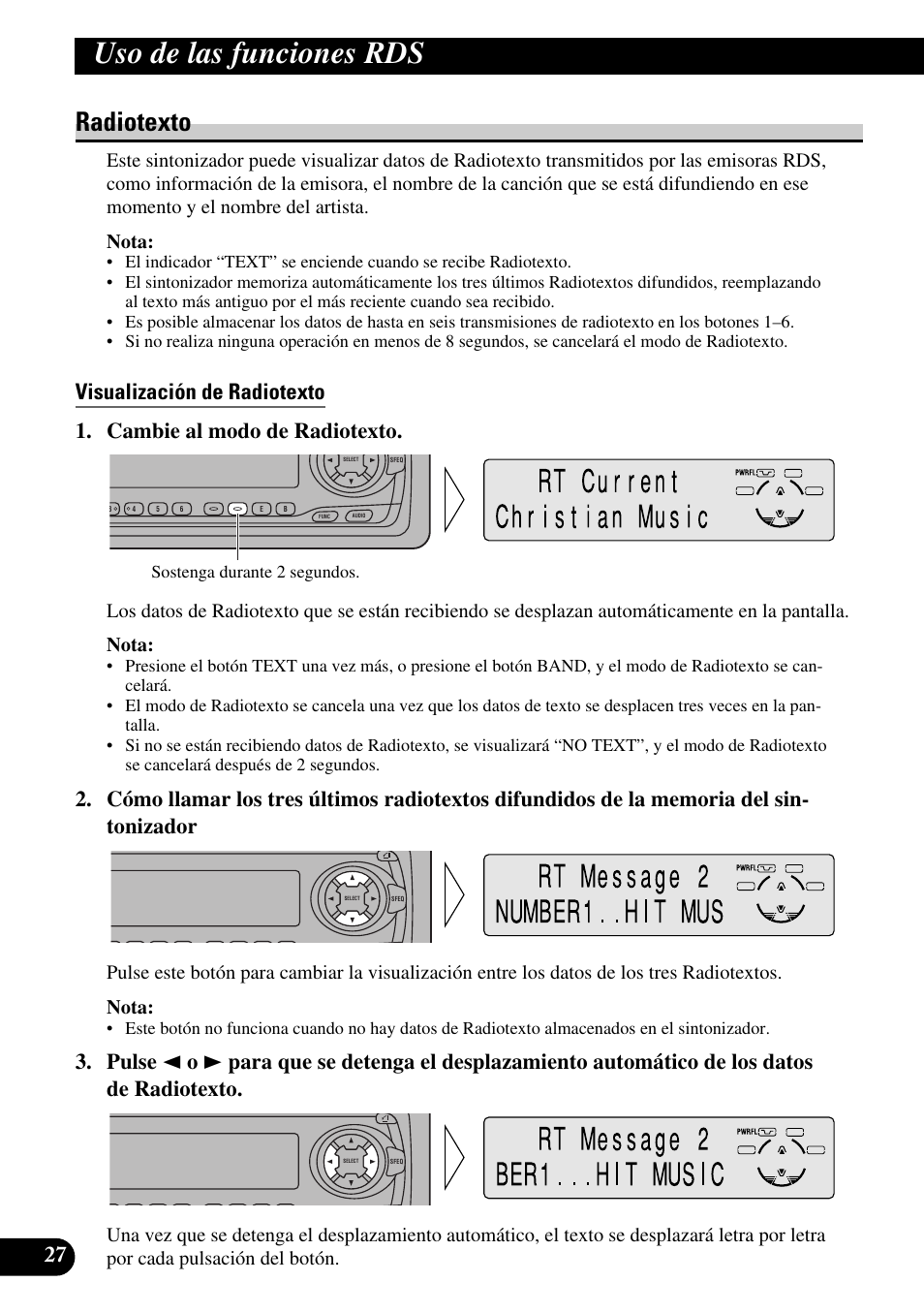 Radiotexto, Visualización de radiotexto, Uso de las funciones rds | Pioneer KEH-P8010R User Manual | Page 92 / 132