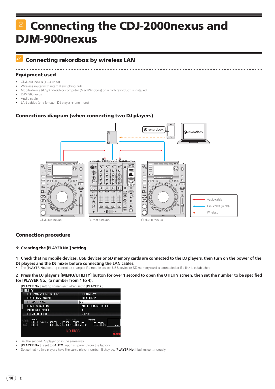 Connecting the cdj-2000nexus and djm-900nexus, Connecting rekordbox by wireless lan | Pioneer CDJ-2000-W User Manual | Page 10 / 28