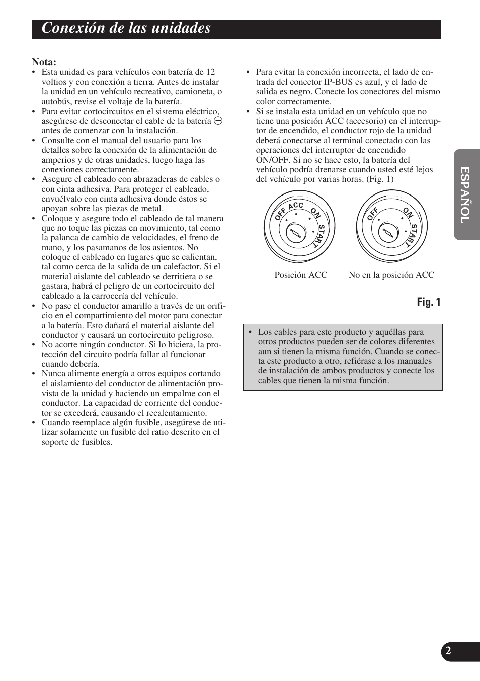 Conexión de las unidades, Fig. 1 | Pioneer SDV-P7 User Manual | Page 15 / 76