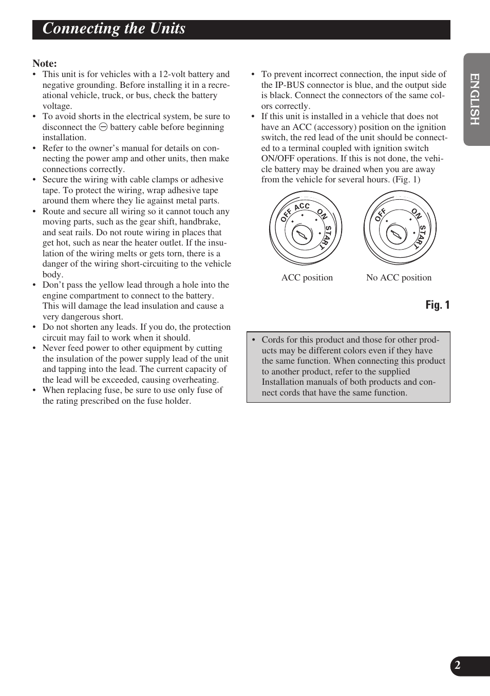 Connecting the units, Fig. 1 | Pioneer SDV-P7 User Manual | Page 3 / 76