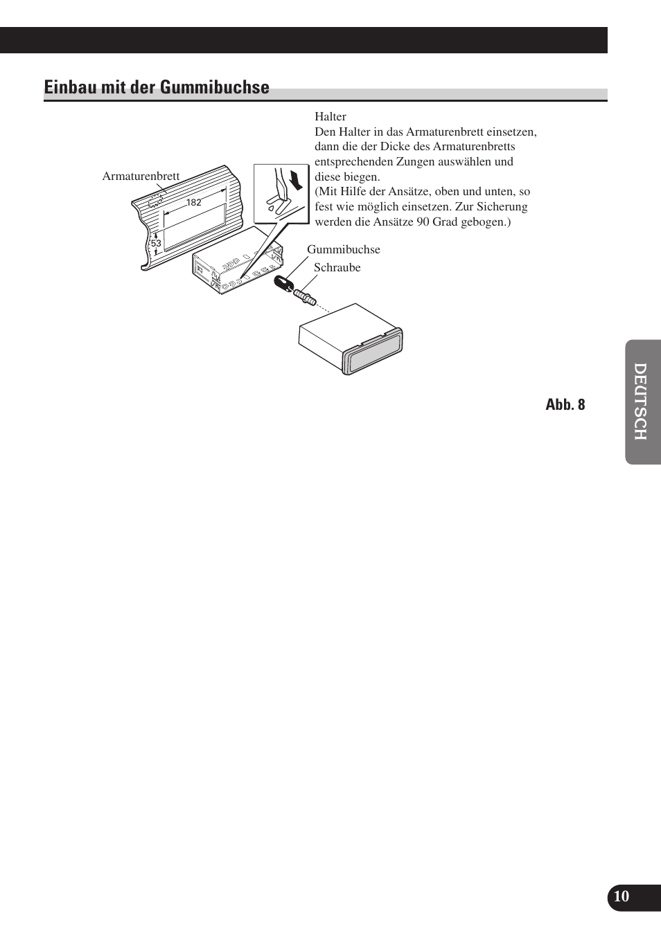 Einbau mit der gummibuchse | Pioneer SDV-P7 User Manual | Page 35 / 76
