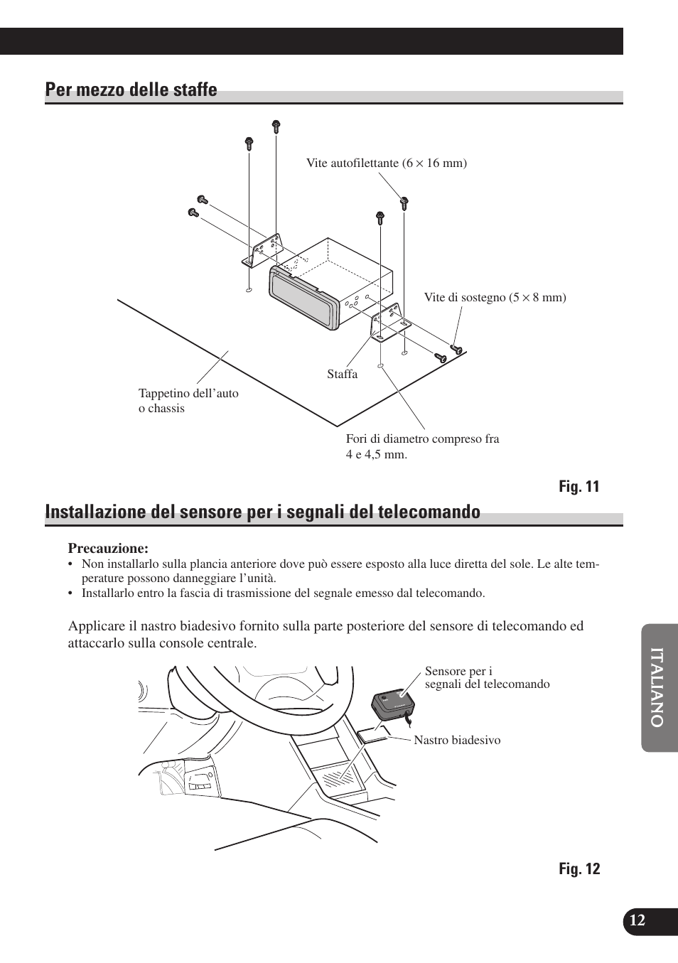 Telecomando, Per mezzo delle staffe | Pioneer SDV-P7 User Manual | Page 61 / 76