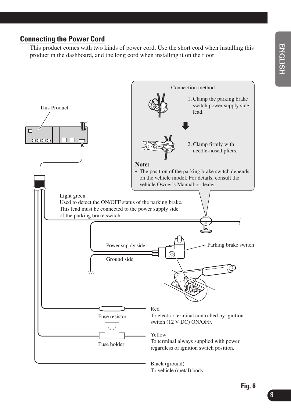 Connecting the power cord | Pioneer SDV-P7 User Manual | Page 9 / 76