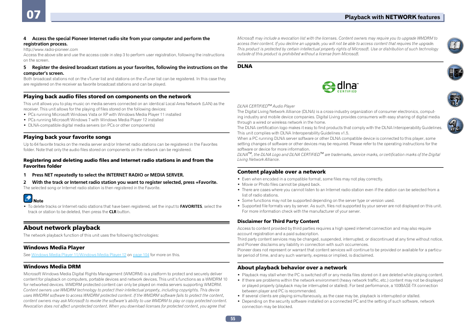 About network playback | Pioneer SC-2022-K User Manual | Page 55 / 113