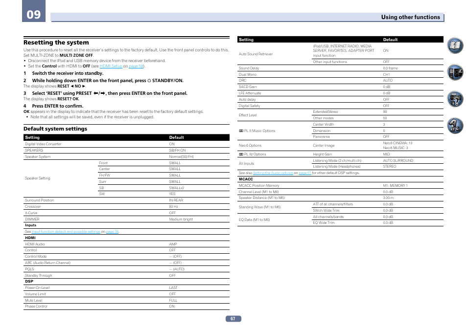 Resetting the system | Pioneer SC-2022-K User Manual | Page 67 / 113