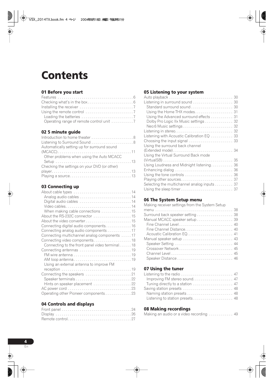 Pioneer VSX-1014-S User Manual | Page 4 / 80