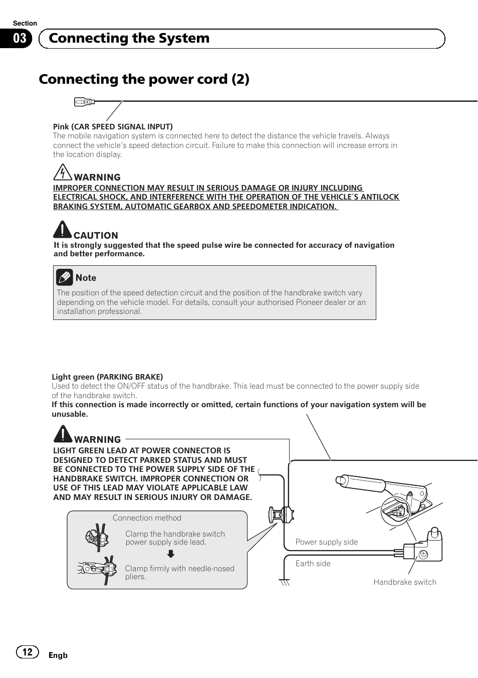 Connecting the power cord (2), 03 connecting the system | Pioneer AVIC-F920BT User Manual | Page 12 / 172