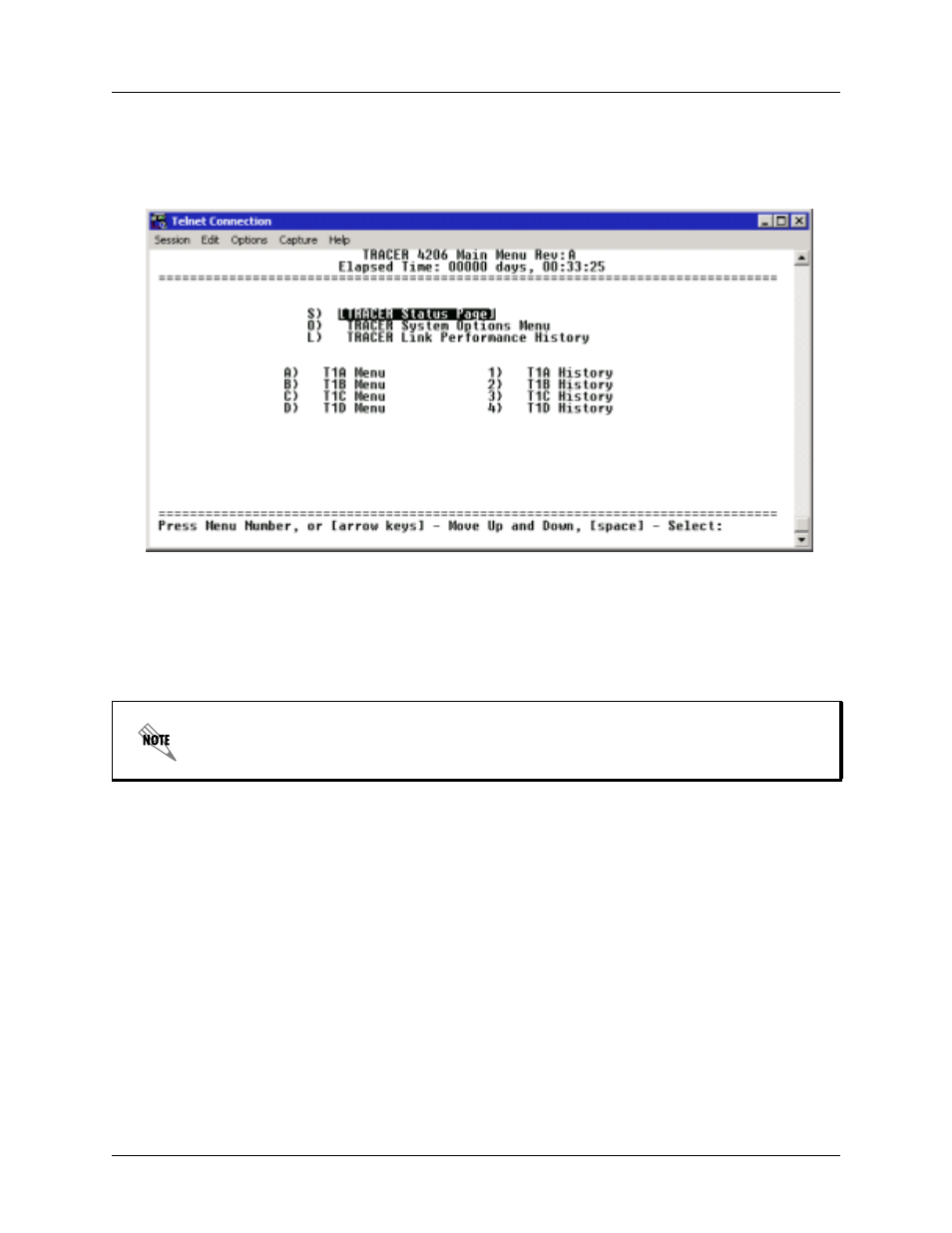Main menu, Figure 3, Tracer 4106/4206 main menu | ADTRAN TRACER 4206 Plan A User Manual | Page 46 / 60
