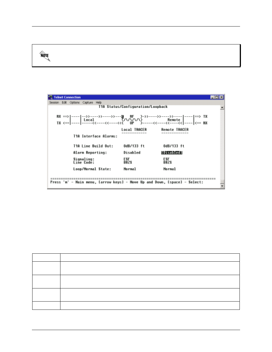 T1x status/configuration/loopback, Figure 8, Table 2 | T1 interface alarms | ADTRAN TRACER 4206 Plan A User Manual | Page 51 / 60
