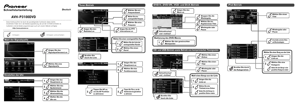 Avh-p3100dvd, Schnellstartanleitung | Pioneer AVH-P3100DVD User Manual | Page 5 / 8