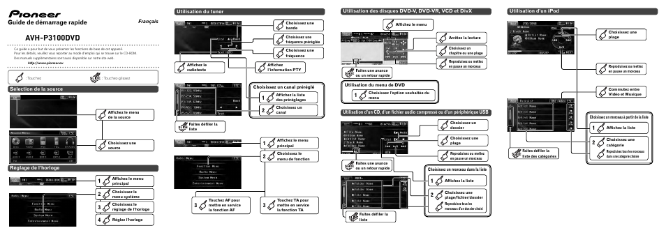 Avh-p3100dvd, Guide de démarrage rapide | Pioneer AVH-P3100DVD User Manual | Page 7 / 8