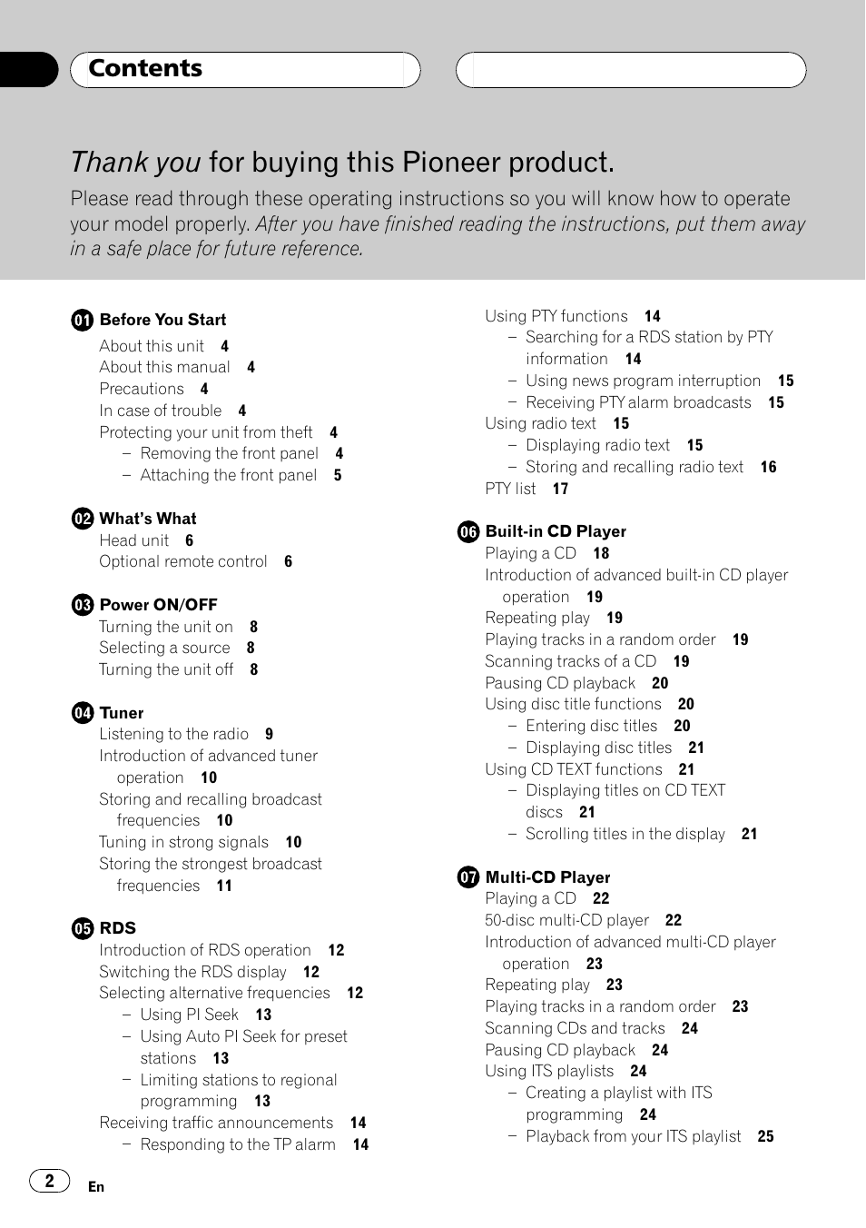 Pioneer DEH-P4500R User Manual | Page 2 / 88