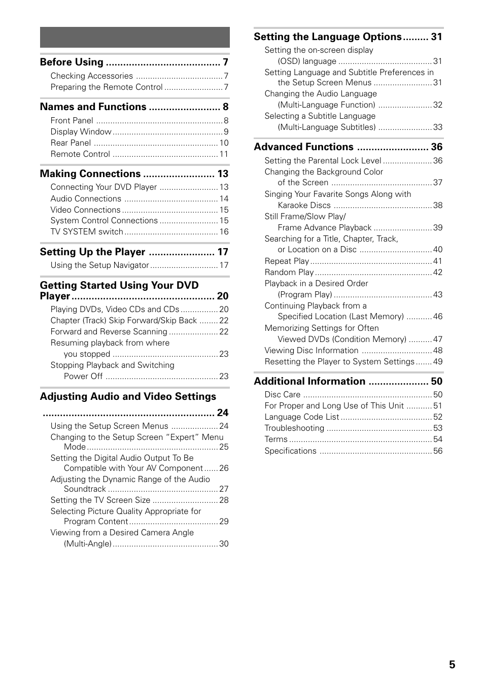 Pioneer DV-535 User Manual | Page 5 / 56