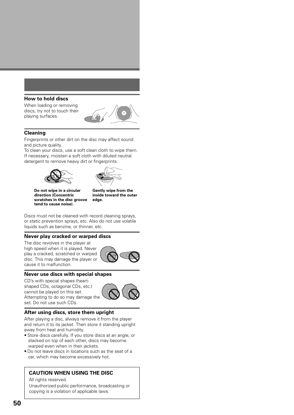 Additional information, Disc care | Pioneer DV-535 User Manual | Page 50 / 56