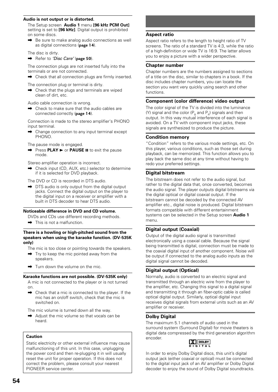 Terms | Pioneer DV-535 User Manual | Page 54 / 56