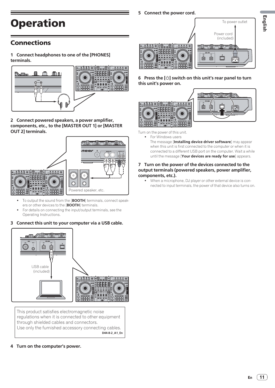 Operation, Connections | Pioneer DDJ-SZ User Manual | Page 11 / 16