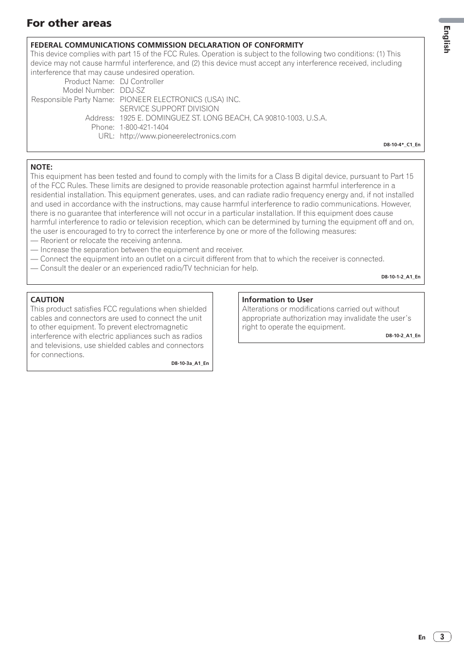 For other areas | Pioneer DDJ-SZ User Manual | Page 3 / 16