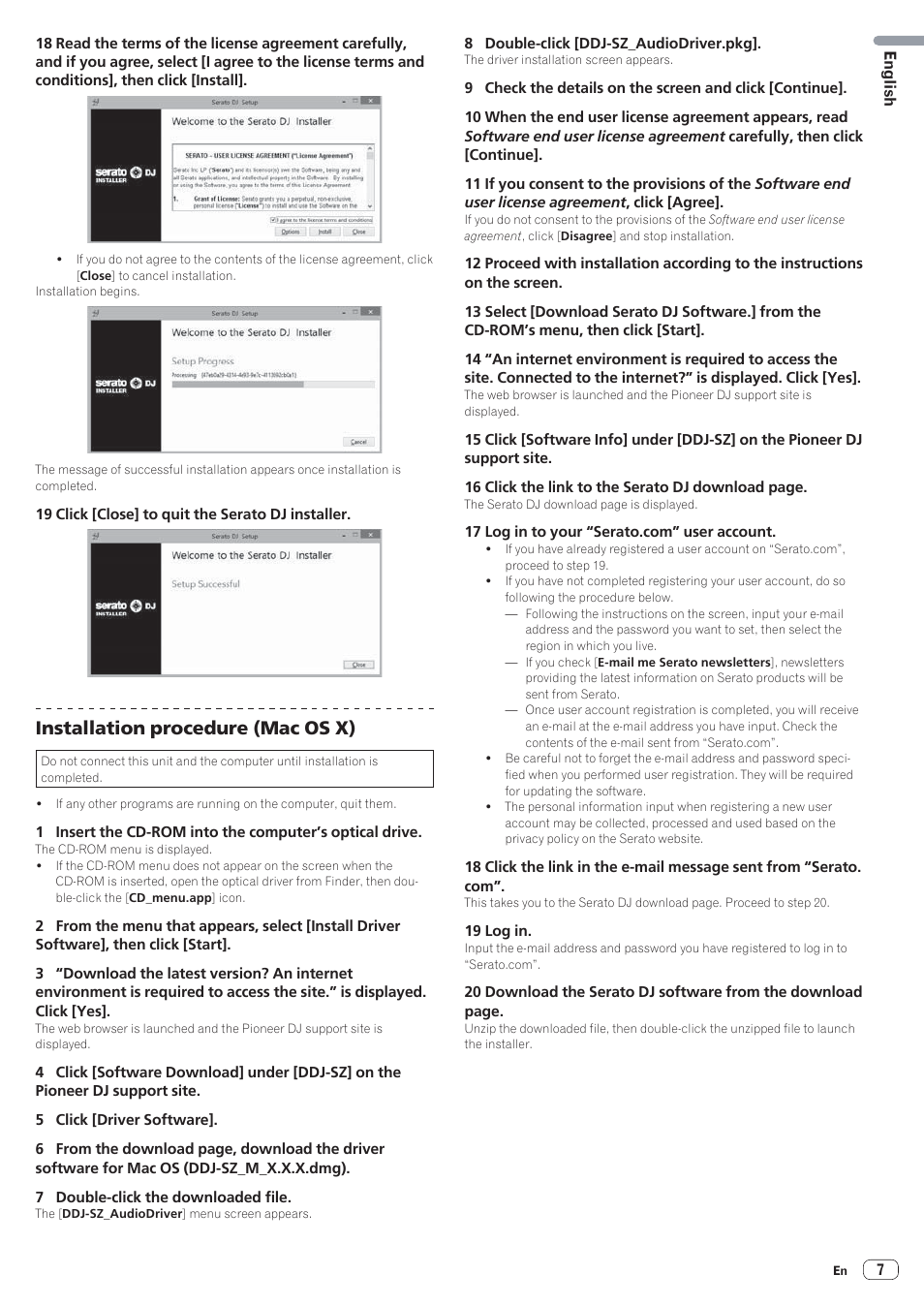 Installation procedure (mac os x) | Pioneer DDJ-SZ User Manual | Page 7 / 16