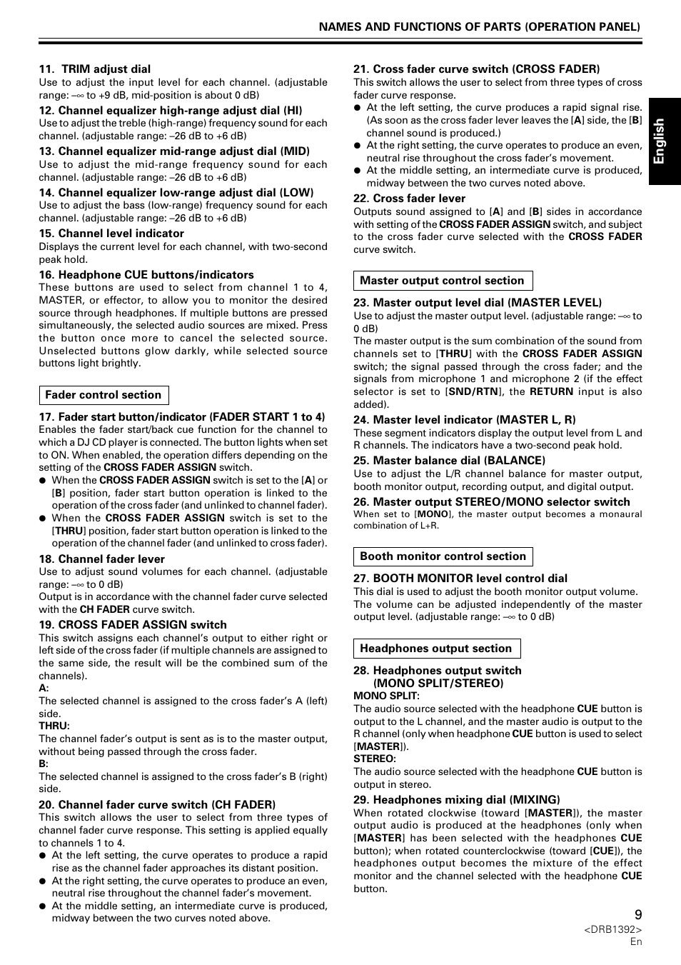 English | Pioneer DJM-800 User Manual | Page 9 / 128